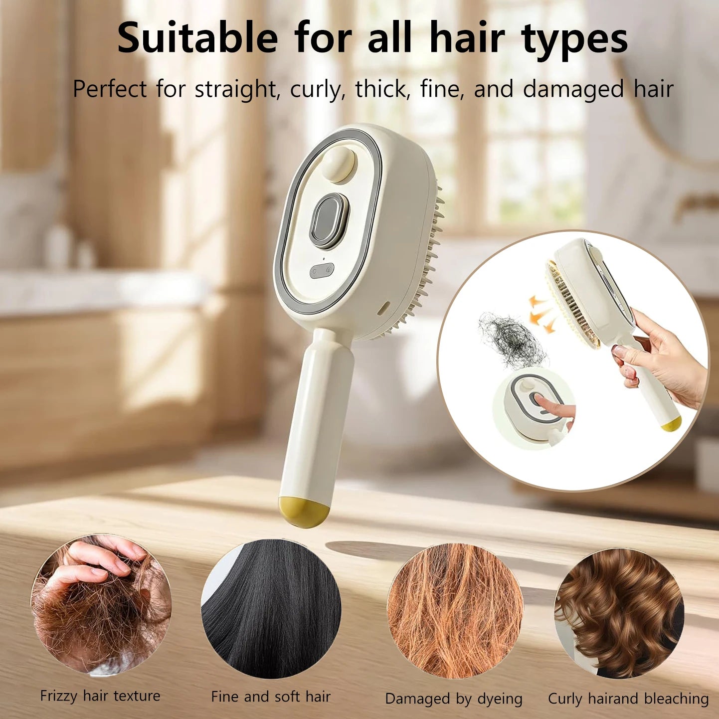 2-in-1 Anti-Frizz Spray Hair Brush