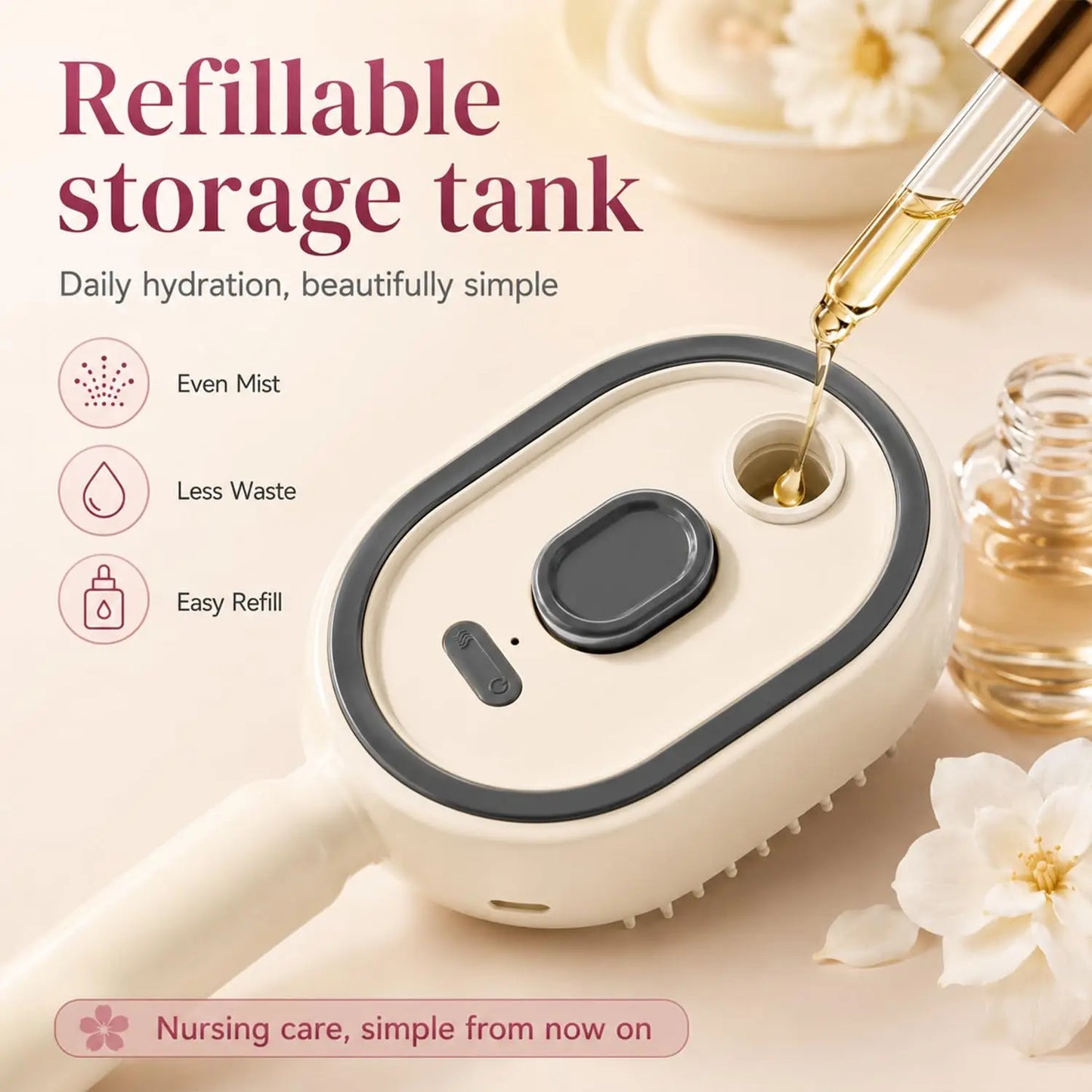 2-in-1 Anti-Frizz Spray Hair Brush