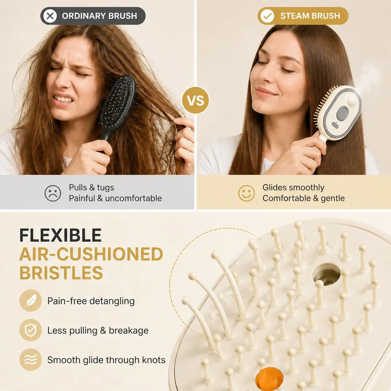 2-in-1 Anti-Frizz Spray Hair Brush