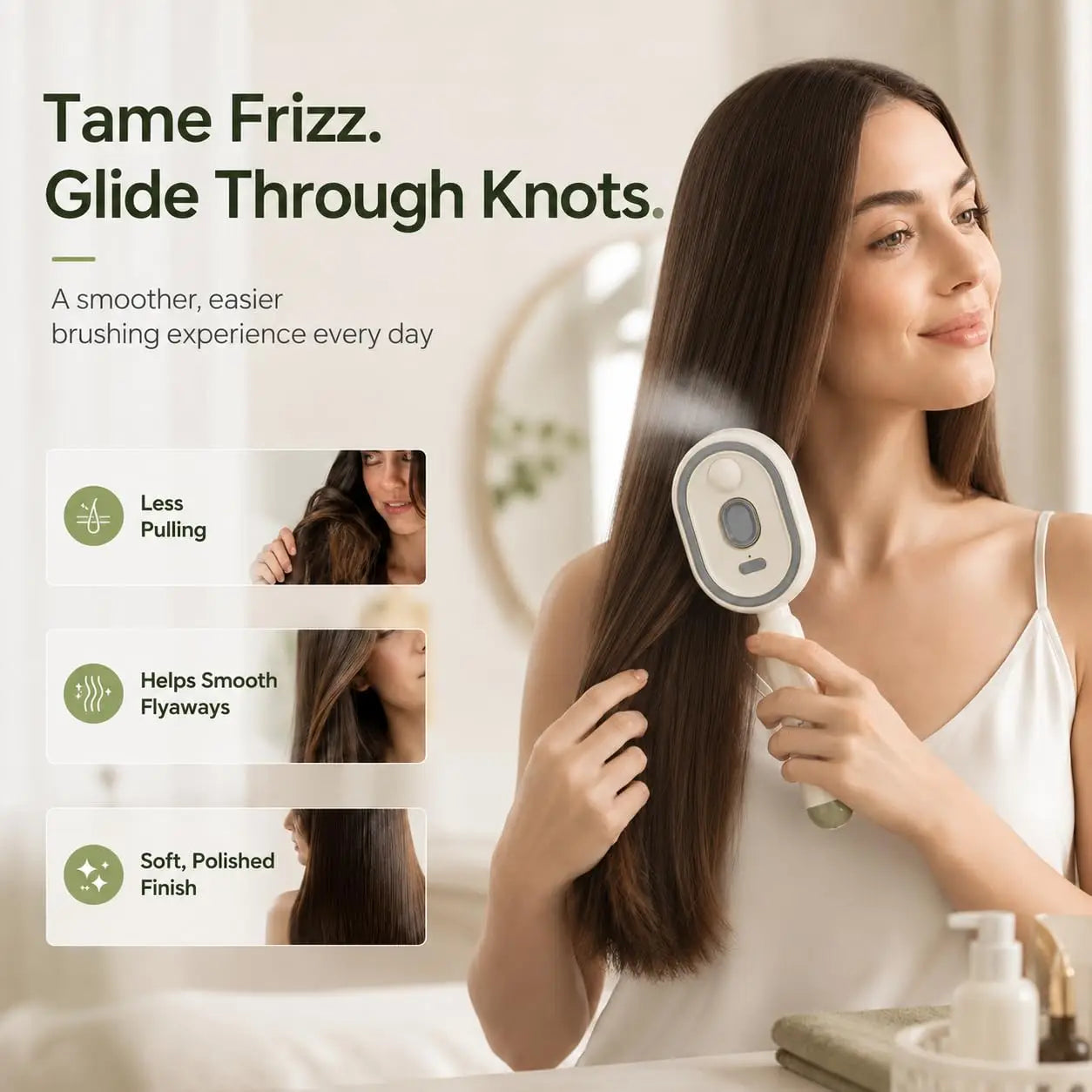 2-in-1 Anti-Frizz Spray Hair Brush